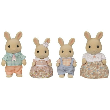 Calico Critters Milk Rabbit Family, Set of 4 Collectible Doll Figures