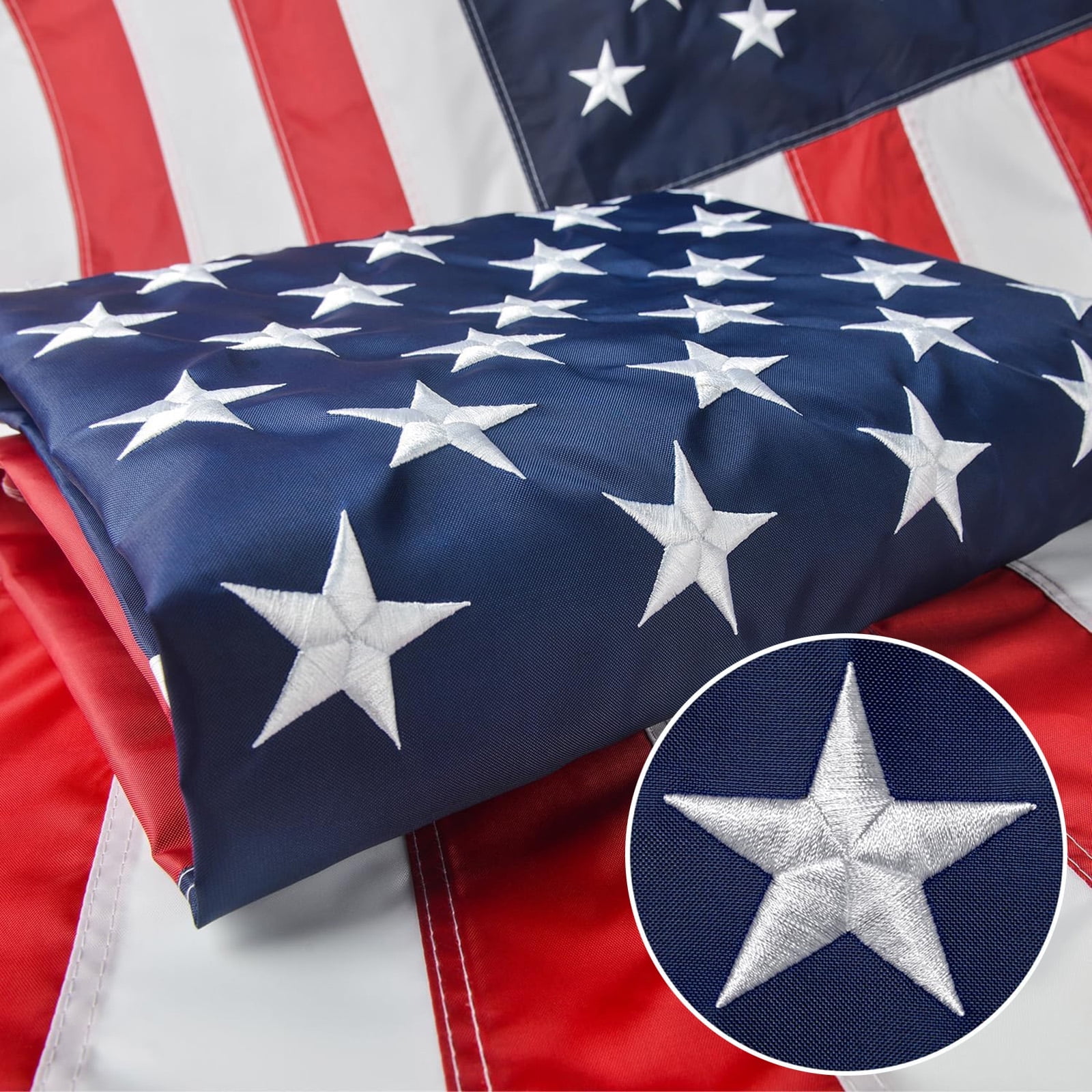 Oneluffy American Flag 3x5 FT Outdoor Double Sided Polyester US Flags with 2 Brass Grommets Vivid Color Decor for Outdoor Indoor