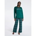 thumbnail image 2 of Joyspun Women's Dreamy Soft Collection Long Sleeve Sleep Top and Straight Leg Pants Pajama Set, 2-Piece, Sizes XS-3X, 2 of 5