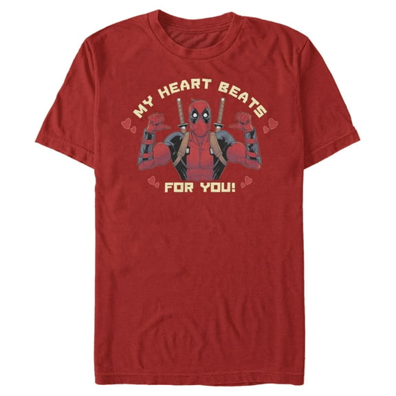 Men's Marvel Deadpool My Heart Beats For You Graphic Tee Red 3X Large