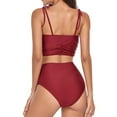thumbnail image 3 of Two Piece Swimsuits for Women High Waisted Shirred Bathing Suit Tummy Control Bikini Swimwear, 3 of 5