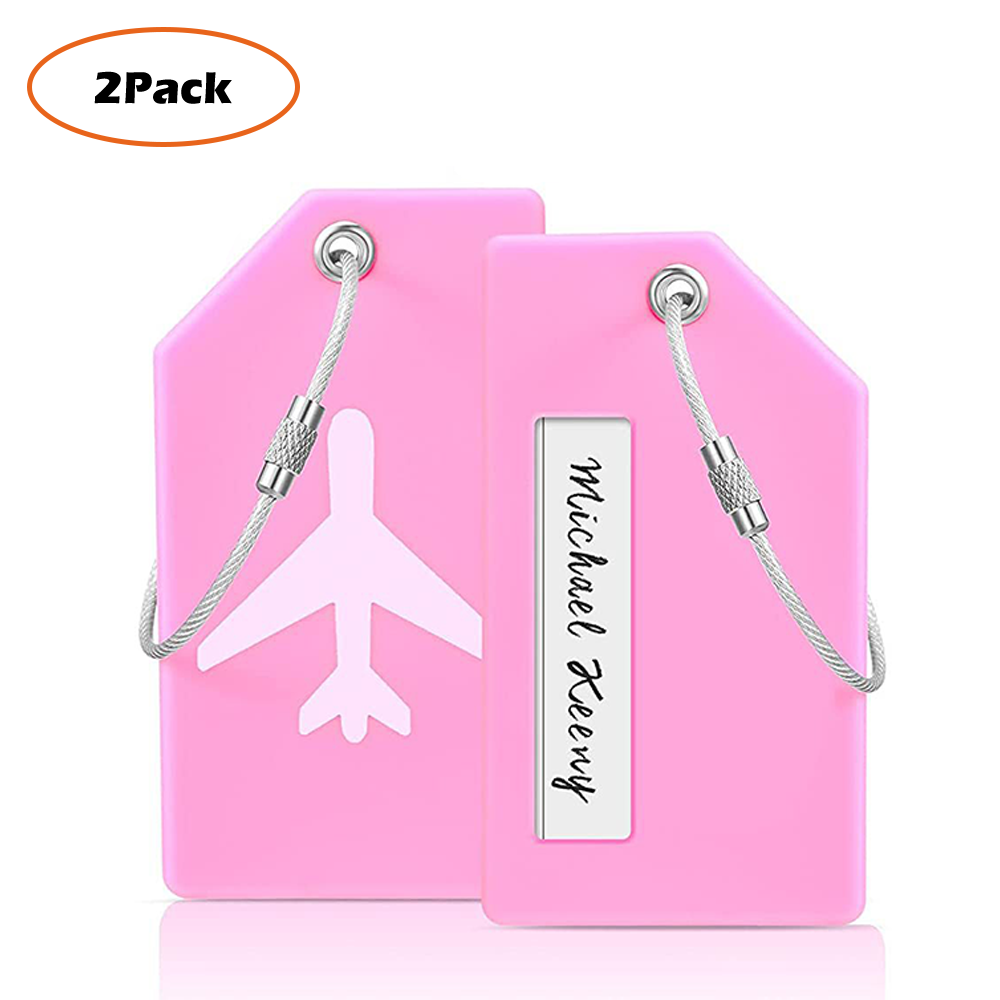 2 Pack Silicone Luggage Tag with Name ID Card Perfect to Quickly Spot