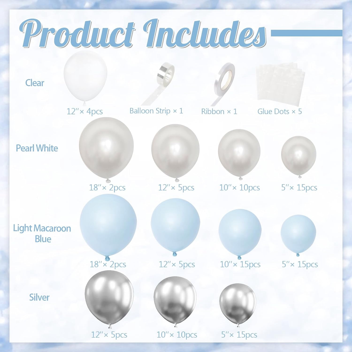 Blue and Silver Balloon Arch Kit Blue Pearl White Clear Balloon Garland Kit for Wedding Birthday Baby Shower Gender Reveal Bridal Engagements Decorations