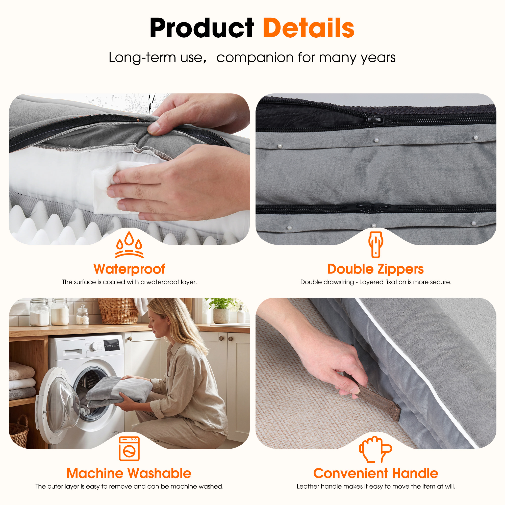 SOLESPIT Orthopedic Dog Bed, Large, Gray photo 7