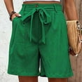 2024 Women Casual Lace Up Elastic Waist Solid Color Shorts Commuting