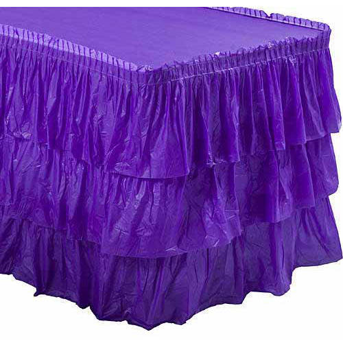 3Tier Ruffled Table Skirt, White