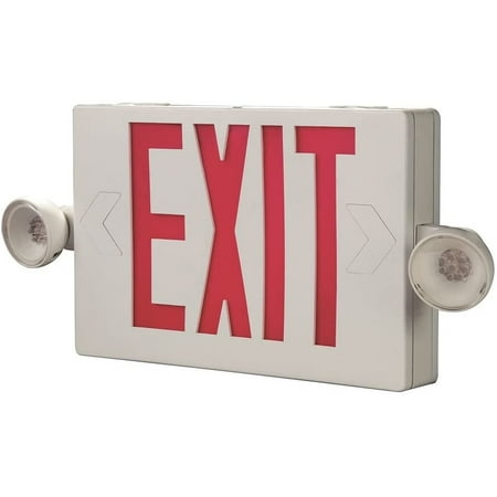 

Cooper Lighting APC7R Self Powered Combination Exit Sign With LED Heads 2 LED White Housing Red Letter Sure-Lites