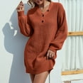 thumbnail image 5 of Fesfesfes Women Dress Casual Solid Pullover Long Sleeve V-Neck Sweater Kness-High Dress Sale Tops on Clearance, 5 of 6