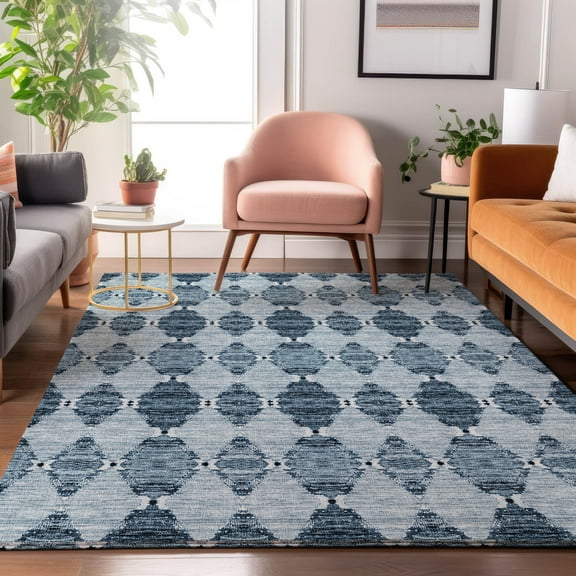 Addison Rugs Mayfield Washable Transitional Moroccan Blue Rectangle Rug, 10' x 14'