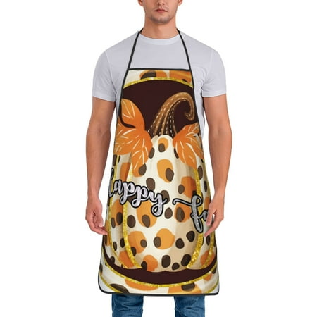 

Xecao Fall Farmhouse Pumpkins Print Funny BBQ Chef Aprons for Men Women Adjustable Kitchen Cooking Aprons with Pocket Waterproof Oil Proof No Pilling Fading