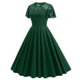 thumbnail image 6 of Xihbxyly Woman Dress Fashion Solid Color Off the Shoulder Cocktail-Length Dress Leisure Slim Fit Short Sleeve Dresses, 6 of 7