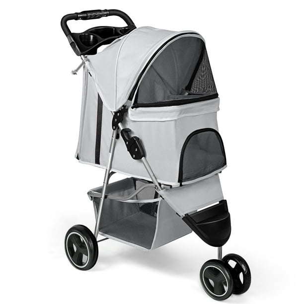 Pet Dog Stroller, Wedyvko 3 Wheels Foldable Dogs and Cat Strollers with