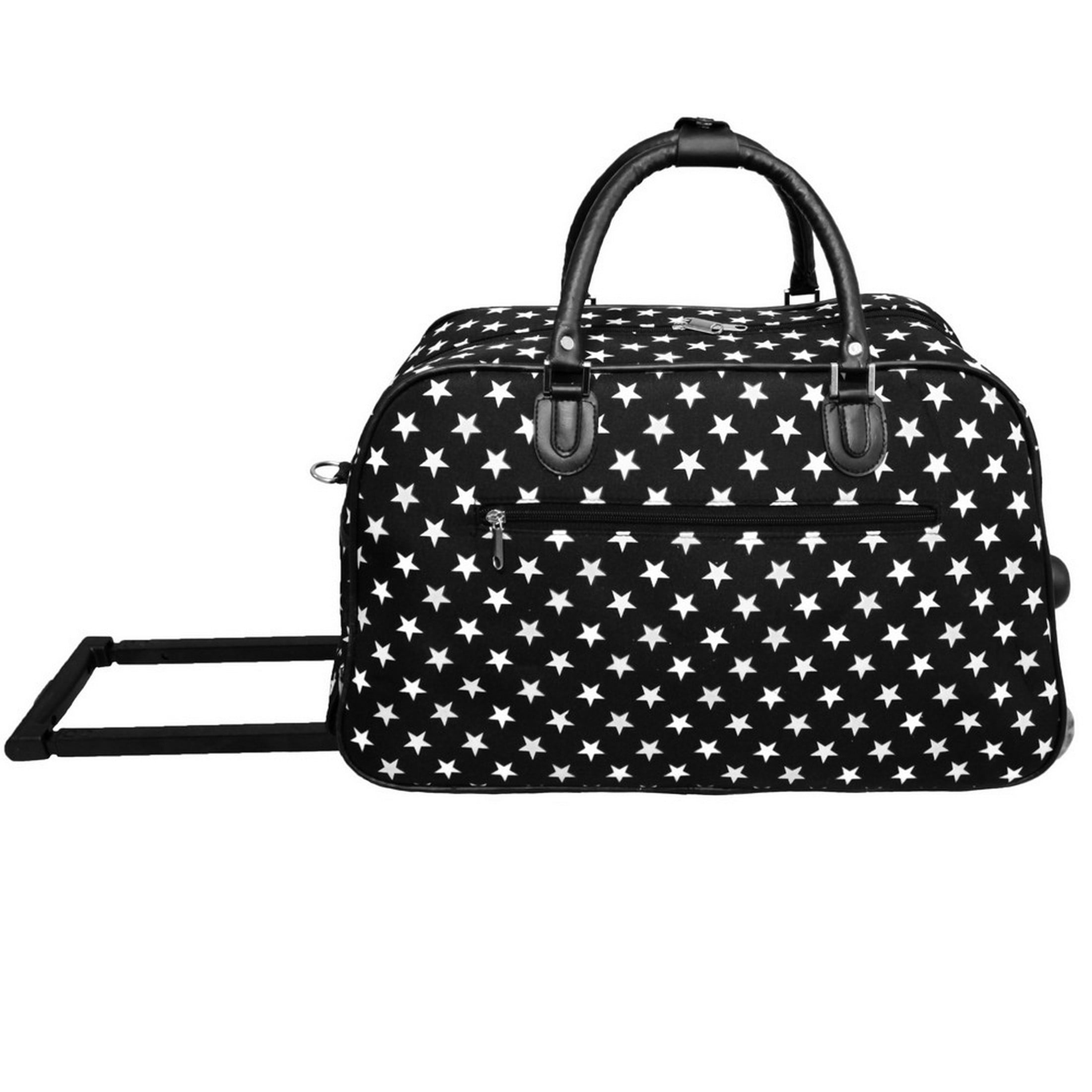 CalBags Animal Prints 21-Inch Carry-On Rolling Duffel Bag - Black White Paws