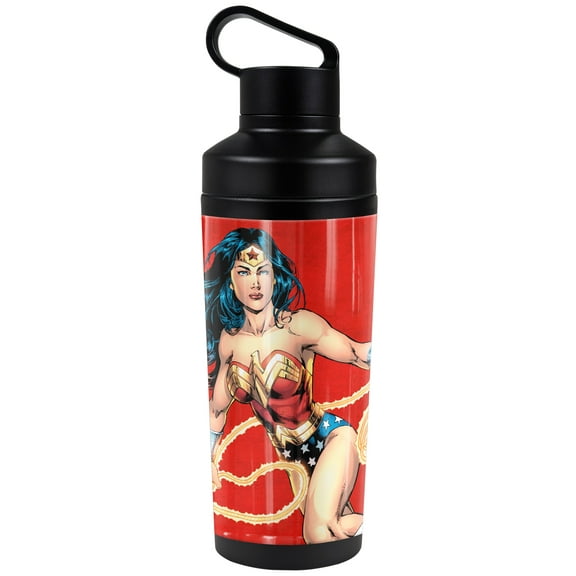 DC Wonder Woman Official Character 18 oz Insulated Water Bottle, Leak Resistant, Vacuum Insulated Stainless Steel with 2-in-1 Loop Cap