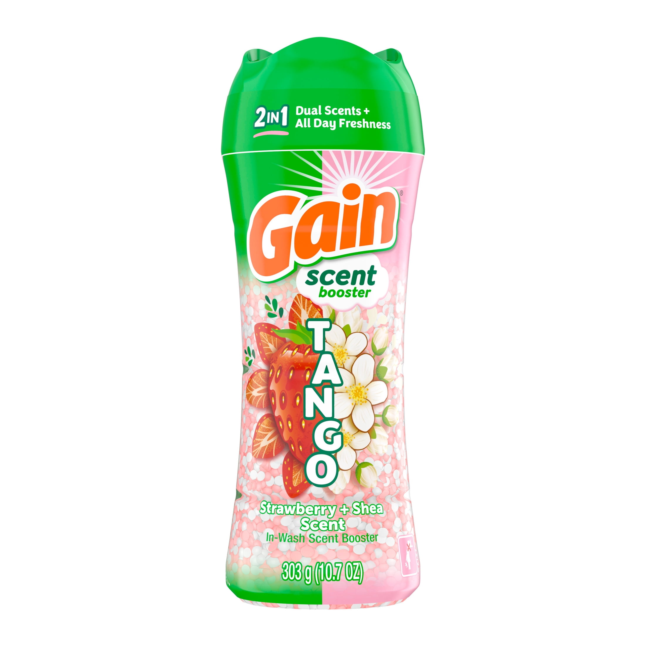 (4 pack) Gain Laundry Scent Beads, Tango 2-in-1 In-Wash Scent Booster, Dual Strawberry & Shea Scent, 10.7 oz