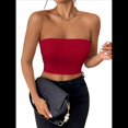 thumbnail image 2 of Tops de Tubo para Mujer, Tops Cortos Sin Tirantes, Básicos, Sin Espalda, Sin Mangas, Bandeau, Atuendos Bonitos para Salir de Verano 2025. Vino Tinto S, 2 of 7