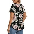 thumbnail image 4 of MOSHU Plus Size T-shirts for Women V Neck Summer Tunic Tops Floral Print Curved Hem Women Shirts, 4 of 6
