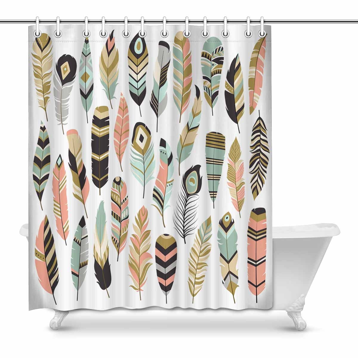 navy and gold shower curtain