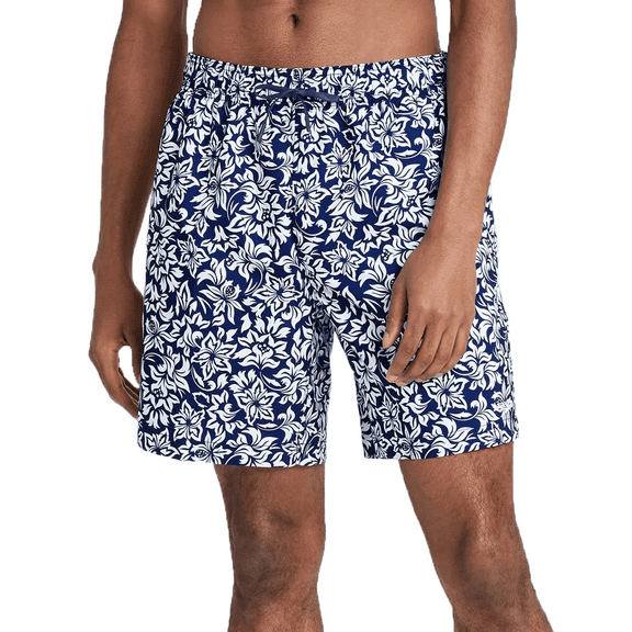 Speedo Men's 8" Floral Print Swim Trunks - (Navy, Small)