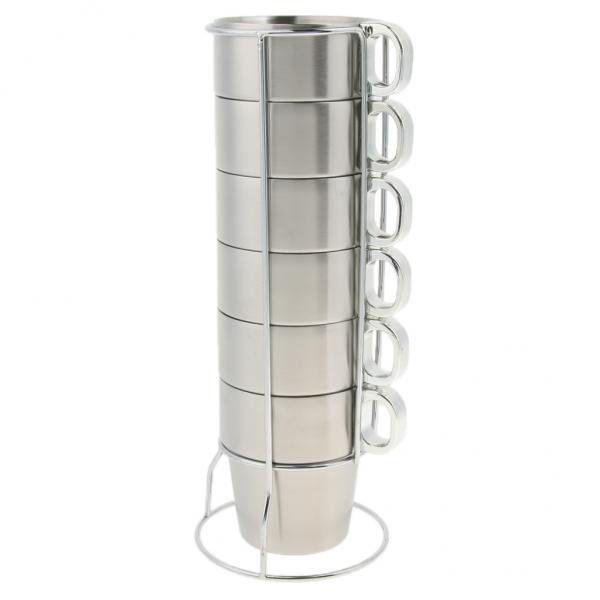Juego De Tazas De Café Al Vacío Con Doble Aislamiento De Acero Inoxidable 3x1 Con Soporte M 3 piezas Baoblaze Taza de café de acero inoxidable