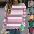 thumbnail image 6 of hxobax Plus Size Striped Sweatshirt Womens Fall Colorblock Knit Crewneck Raglan Shirt Pullover Tops, 6 of 6
