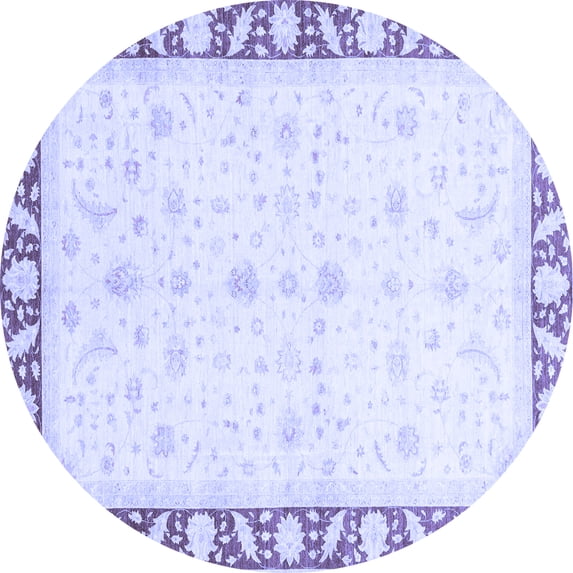 Ahgly Company Machine Washable Indoor Round Abstract Blue Modern Area Rugs, 6' Round