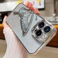 thumbnail image 5 of Compatible for iPhone 15 Case with Luxury Glitter Cute Butterfly Plating Design Aesthetic Women Teen Girls Phone Cases Camera Protection Shockproof Cover-Silver, 5 of 7