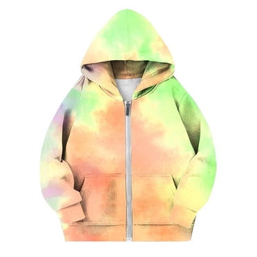GigrtiJin Children Athletic Jacket Gradient Color Hooded Zip Up Long Sleeve Outcoat with Pocket Trendy Casual Outwear 4-12 Years