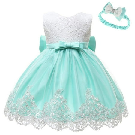 

Little Girls Dresses Clothes Baby Formal Tutu Set Dress+Headband Bowknot Princess Wedding Lace Dress&Skirt