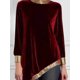 thumbnail image 3 of Blusa de talla grande con dobladillo irregular para mujer, camiseta de manga larga de terciopelo retro a la moda, top asimétrico holgado informal con cuello alto, 3 of 3