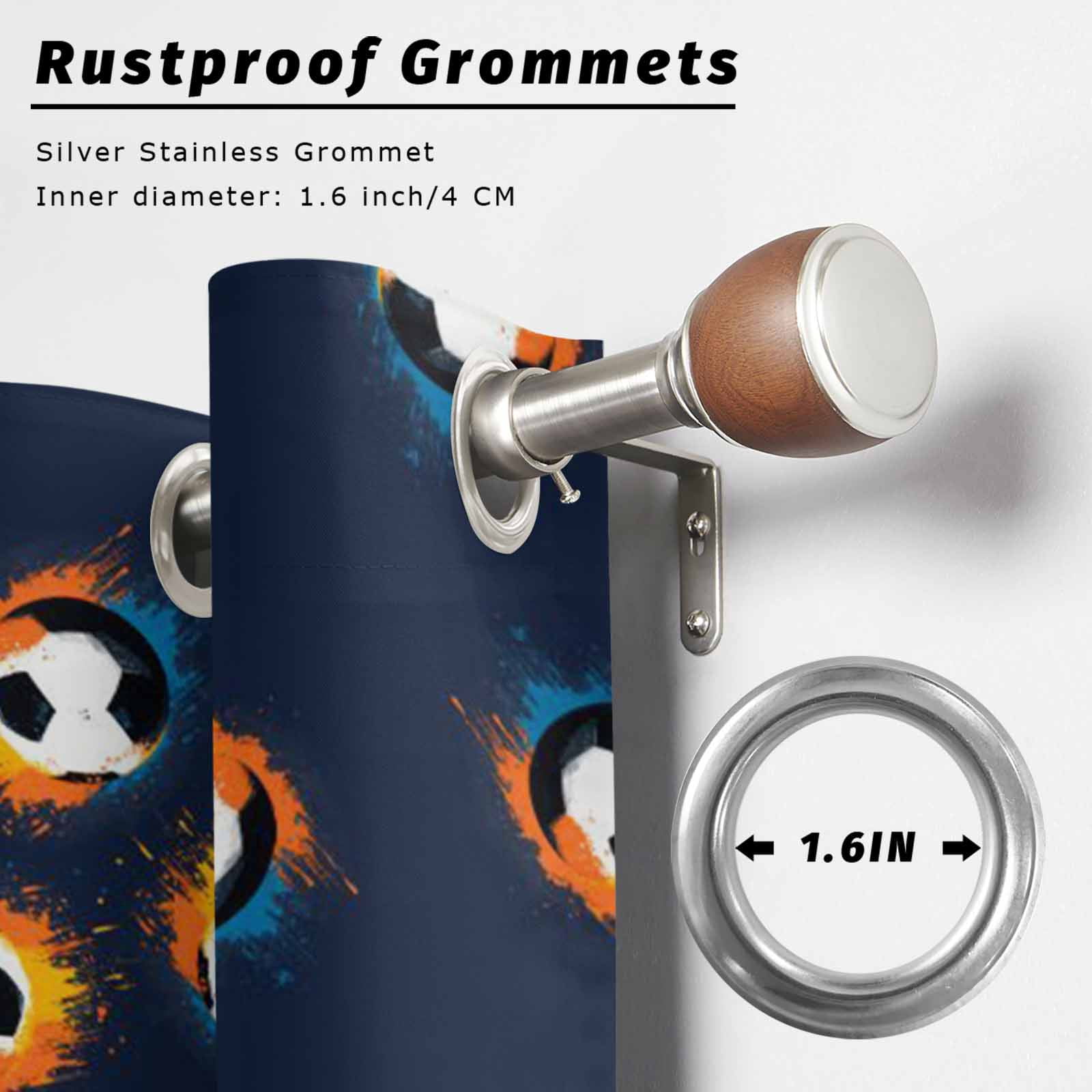 Soccer Ball Outdoor Curtains for Patio, Sports Athletic Black White Soccer Navy Blue Background Sunshade Privacy Drapes Grommet Waterproof Outside Curtains for Porch/Cabana/Balcony 54"x 108", 1 Panel