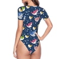 thumbnail image 4 of The Xecao Colorful Cartoon Shark Women's Crew Neck Body Suit, a short-sleeved bodysuit and basic swimsuit, both comfort and style for dating and daily life, 4 of 9