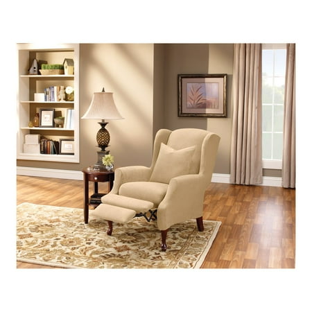 Sure Fit Stretch Pique Wing Chair Recliner Slipcover