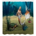 thumbnail image 3 of Ambesonne Colorful Shower Curtain, Mermaid Turtle Ocean, 69"Wx84"L, Multicolor, 3 of 3
