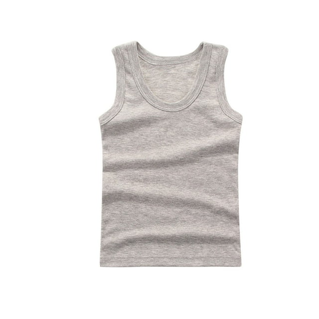 VEKDONE Débardeurs en Coton à Col Rond pour Garçons et Filles, Doux et Confortables, Sans Manches, pour Tout-Petits, Gris, 9 Ans