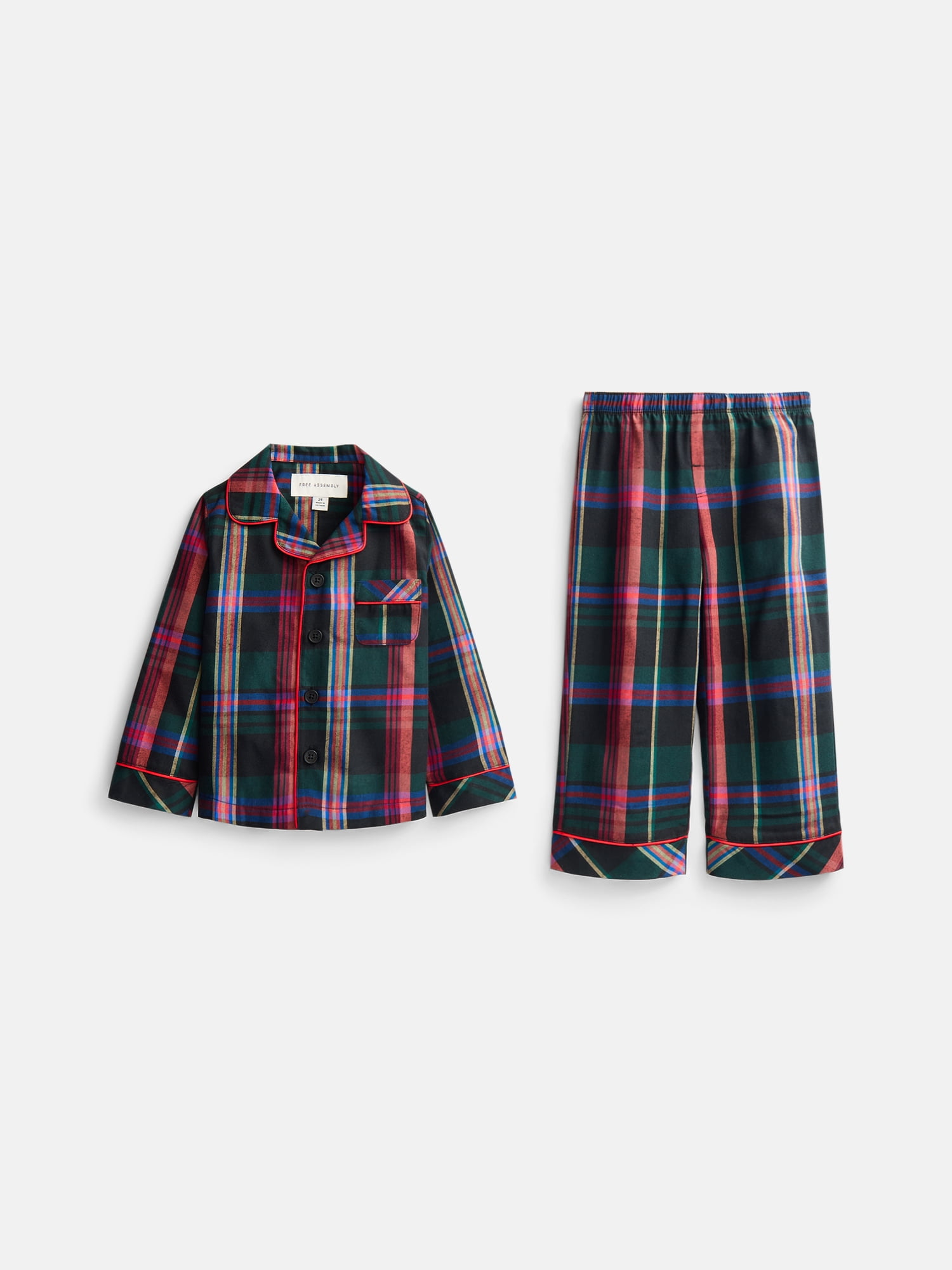 Free Assembly Matching Family Flannel Pajamas Toddlers' Top and Pants Gift Set, 2-Piece, Sizes 2T-4T