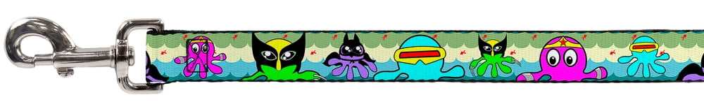 Buckle-Down Pet Leash, Dog Leash, Octopus Superhero Cartoon, 6 Feet Long 1.0 Inch Wide