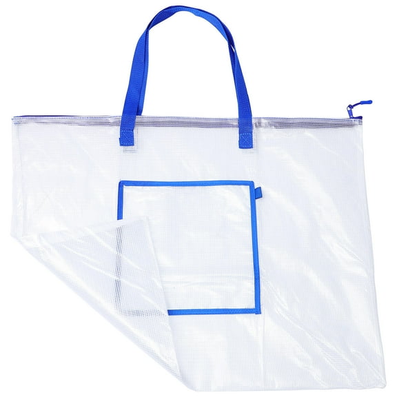 KALLORY Classroom Projects 1Set Poster Storage Bag Blue Durable Zipper Carrying Straps Waterproof Dustproof