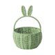 thumbnail image 2 of Cesta de almacenamiento tejida con orejas de conejo, cesta multiusos hecha a mano. Verde, 2 of 9
