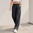 thumbnail image 3 of Nestiefly Womens Sweatpants Casual Wide Leg Baggy Lounge Pants | Sweat Pants for Women, Elastic Waisted with Pockets, Loose Soft Joggers Dark Gray 3XL, 3 of 4