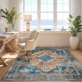 thumbnail image 3 of Design&I 4'x6' Ultra Soft Area Rug, Oriental Boho Abstract Medallion With Distressed Vintage Mosaic None Fluffy Washable Non Shedding for Bedroom Living Room Home Office, 3 of 7