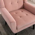 thumbnail image 7 of Soft Velvet Armchair Sofa, Velvet Upholstered Accent Chair with Black Legs and Armrest, Ergonomics Design Chair for Living Room Bedroom Indoor Home, Pink, 7 of 7