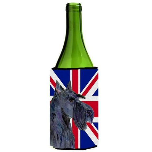 Scottish Terrier With English Union Jack British Flag Wine bottle sleeve Hugger - 24 Oz.