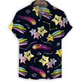 thumbnail image 1 of Cartoon Sea Animals Fish 3d Print Shirt Men StarShells Pattern Short Sleeve Tees Fashion Summer Button Lapel Blouse Tops, 1 of 5