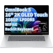 HP OmniBook 5 16” AI Laptop, Snapdragon X Plus Processor, 32GB LPDDR5x-8448 MT/s Memory, 1TB SSD, 2K OLED Touch Display,Backlit Keyboard,WiFi 6E, Bluetooth 5.3, Windows 11 Home
