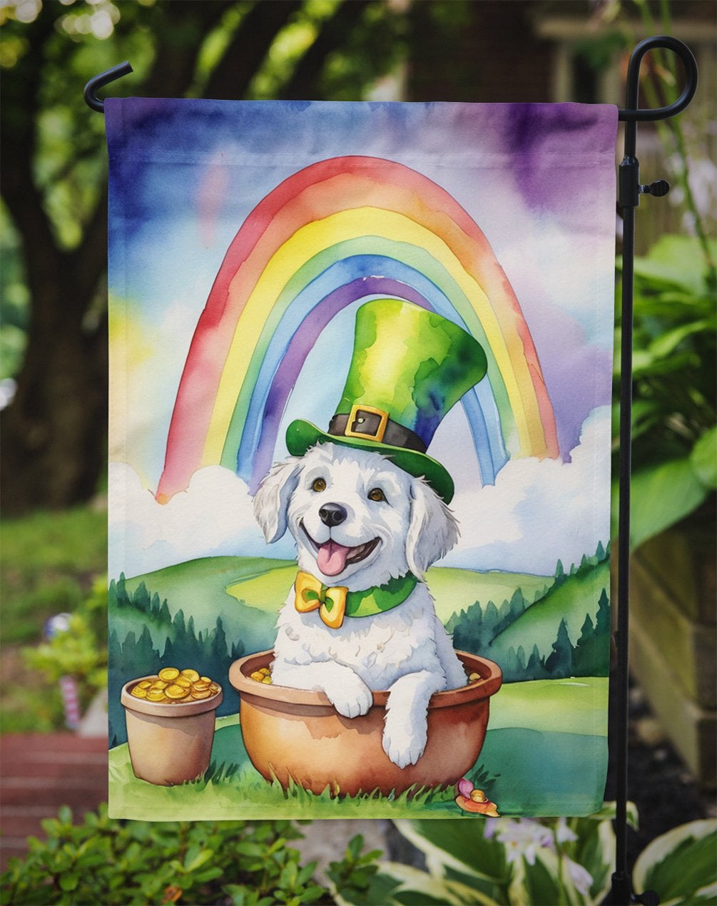 Kuvasz St Patrick's Day Garden Flag 11.25 in x 15.5 in