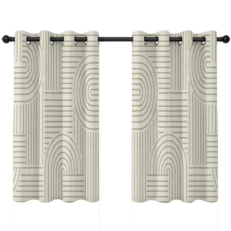 Green Arches Blackout Curtains 54 Inches Long Abstract Modern Minimalist Curves Line Geometric Thermal Insulated Room Darkening Drapes with Grommets for Living Room 42 W x 54 L 2 Panels