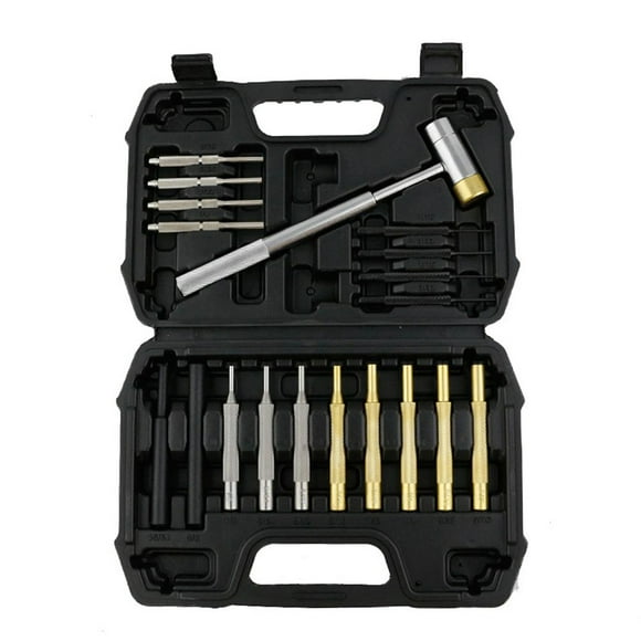 19 Pieces Punch Set Solid Hammer Steel, Brass, Plastics Punches with Box Tools for Watch Jewelry & Craft