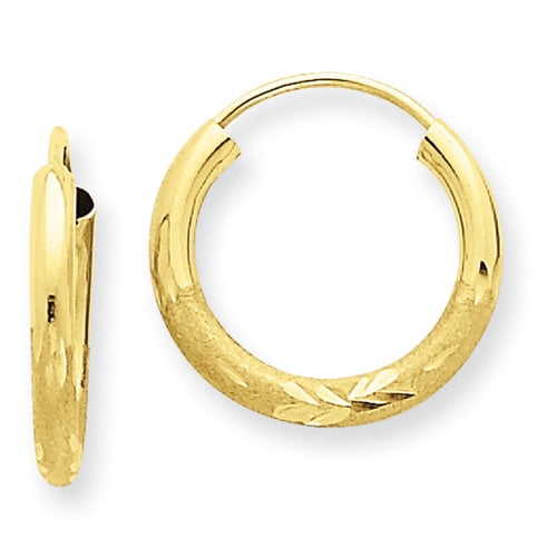 Mia Diamonds 10k Yellow Gold Diamond-Cut 3X40mm Hollow Tube Hoop Earrings 41mm x 40mm