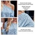 thumbnail image 4 of Women Cold Shoulder Long Sleeve Tops Fashion Versatile Casual Loose Women Long Sleeve Loose Knitted Blouse for Daily Travel Blue L, 4 of 6